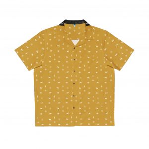 Men's Hawaiian Shirt - Gabbeh Dog Patterns- Mustard
