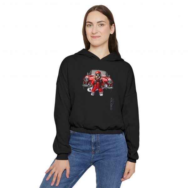 Women's Cinched Bottom Hoodie- Black - Image 3