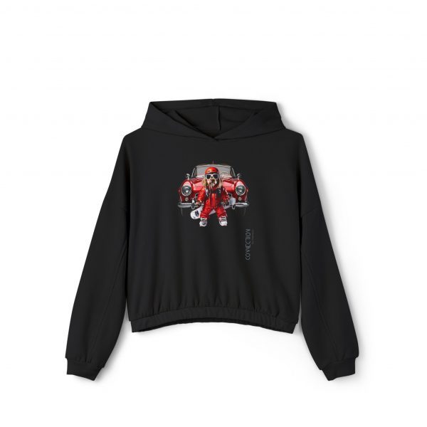 Women's Cinched Bottom Hoodie- Black
