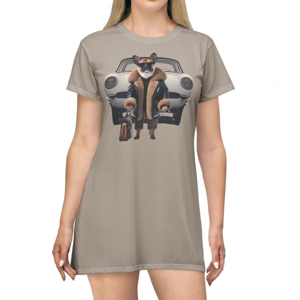 Women's T-Shirt Dress - Beige - Image 3