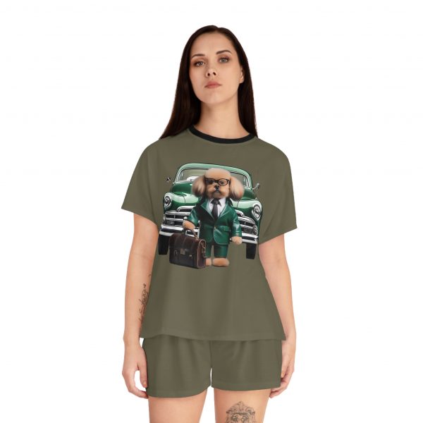 Women's Short Pajama Set - Olive Green - Image 4