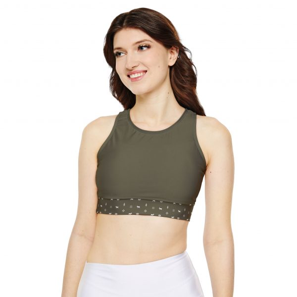 Fully Lined, Padded Sports Bra - Olive Green - Image 3