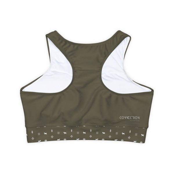 Fully Lined, Padded Sports Bra - Olive Green - Image 2