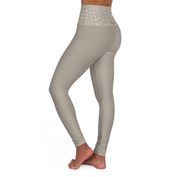 High Waisted Yoga Leggings - Beige - Image 3