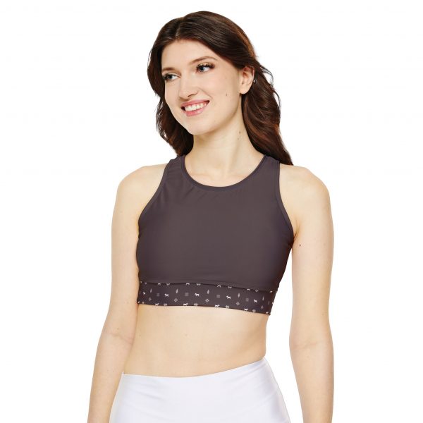 Fully Lined, Padded Sports Bra - Chocolate - Image 3