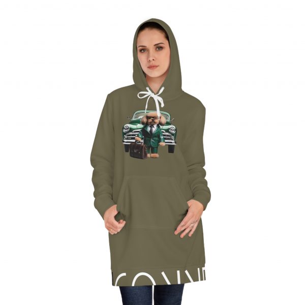 Women's Hoodie Dress - Olive Green - Image 3