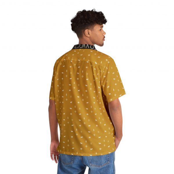 Men's Hawaiian Shirt - Gabbeh Dog Patterns-  Mustard - Image 4