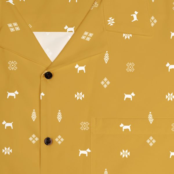 Men's Hawaiian Shirt - Gabbeh Dog Patterns-  Mustard - Image 7