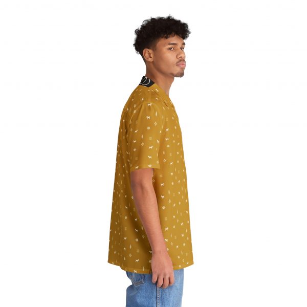 Men's Hawaiian Shirt - Gabbeh Dog Patterns-  Mustard - Image 5