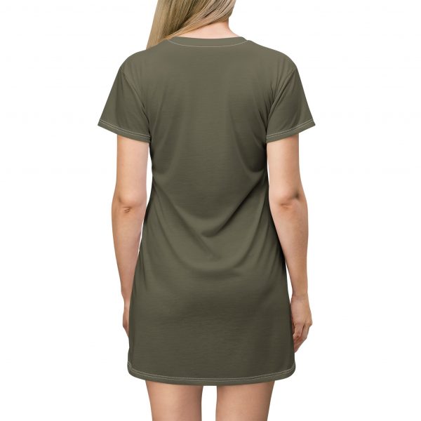 Women's T-Shirt Dress - Olive Green - Image 4