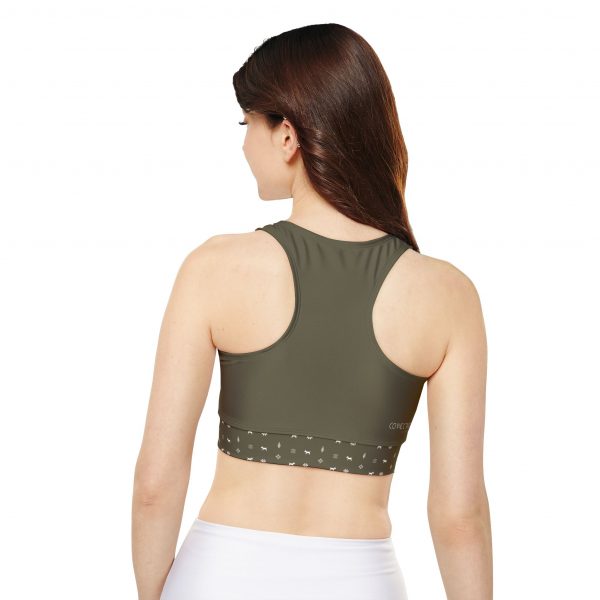 Fully Lined, Padded Sports Bra - Olive Green - Image 4