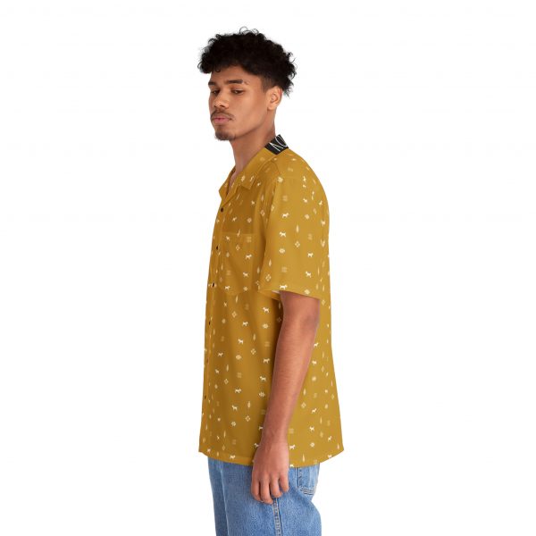 Men's Hawaiian Shirt - Gabbeh Dog Patterns-  Mustard - Image 6