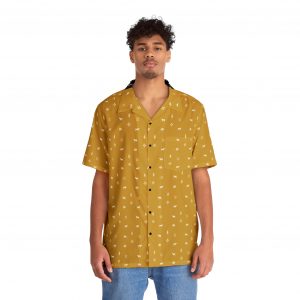 Men's Hawaiian Shirt - Gabbeh Dog Patterns- Mustard