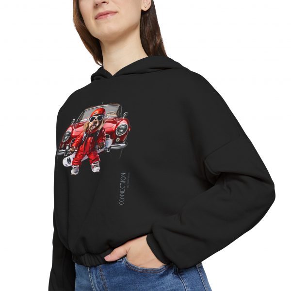 Women's Cinched Bottom Hoodie- Black - Image 6